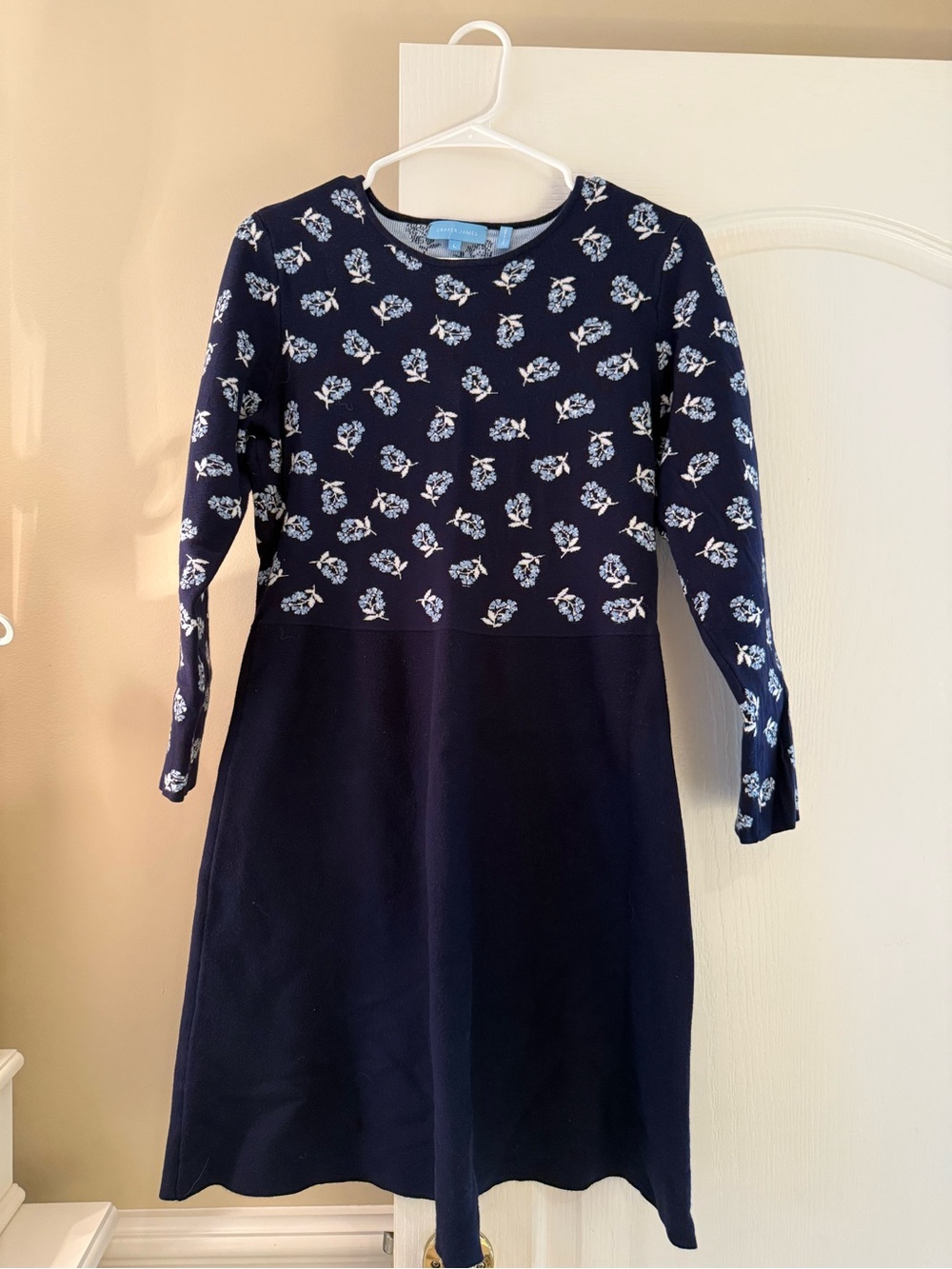 Draper James Navy Floral Knit Dress